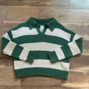 Princess Polly Green and Beige Striped women’s Sweater